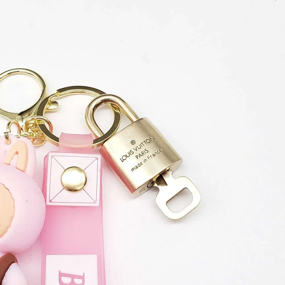 LV Authentic Gold Padlock 🔒 Key Set w/ Unbranded Labubu Keychain Charm
